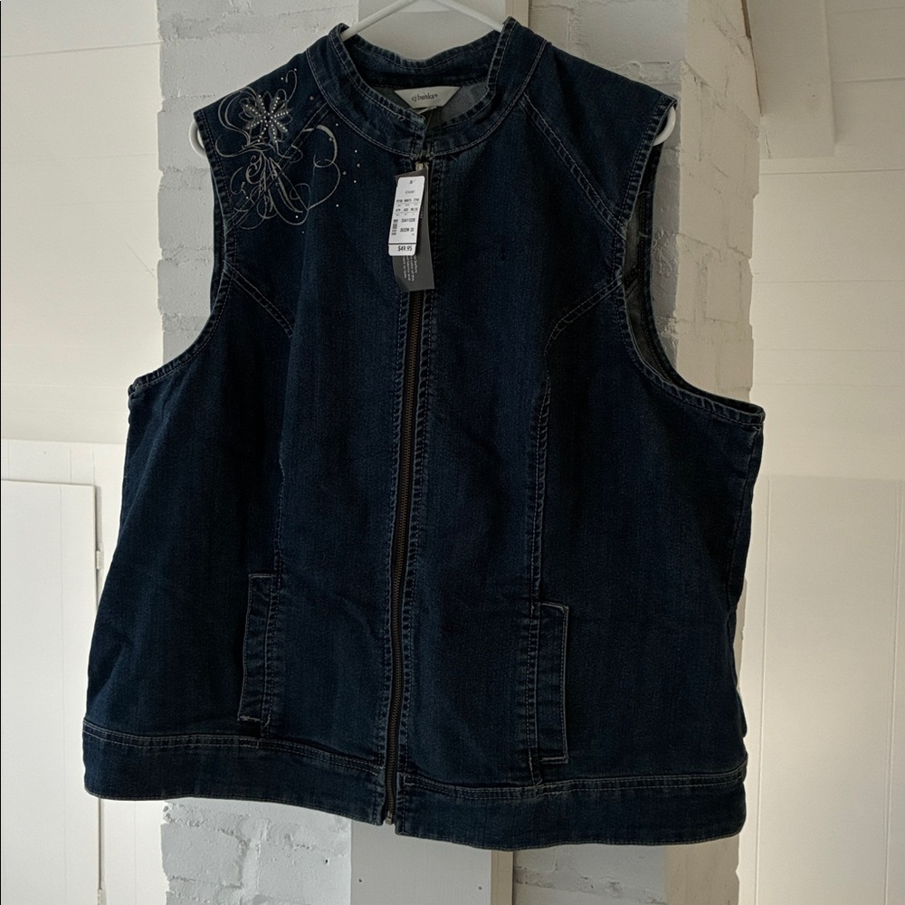 NWT CJ Banks Blue Denim Vest